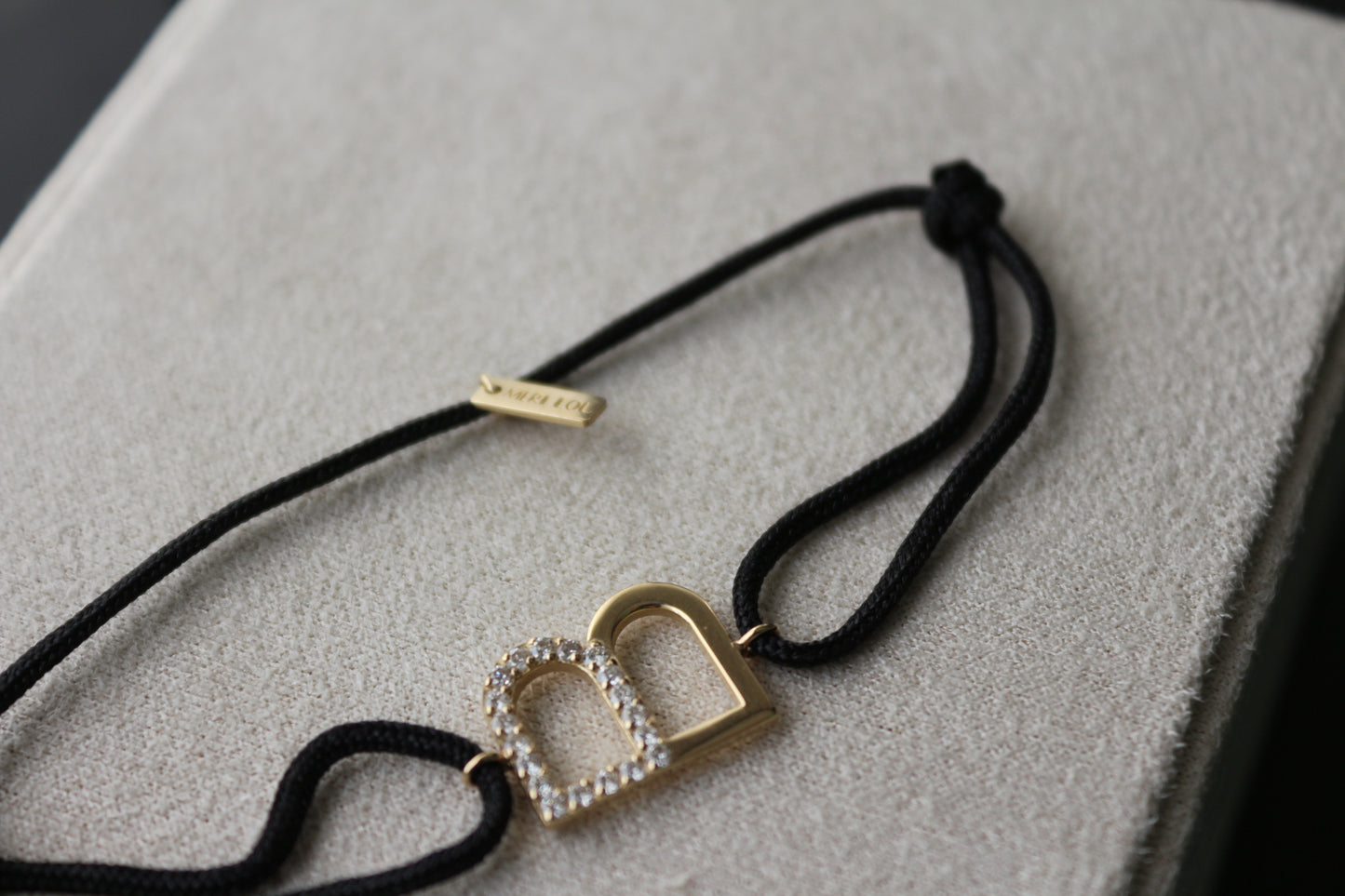 Diamond Initial Cord Bracelet