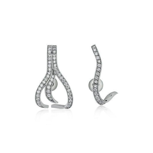 Octopus Long Earrings White Gold