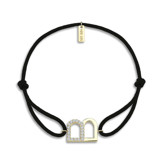 Diamond Initial Cord Bracelet