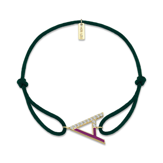 Diamond A Initial Cord Bracelet With Enamel