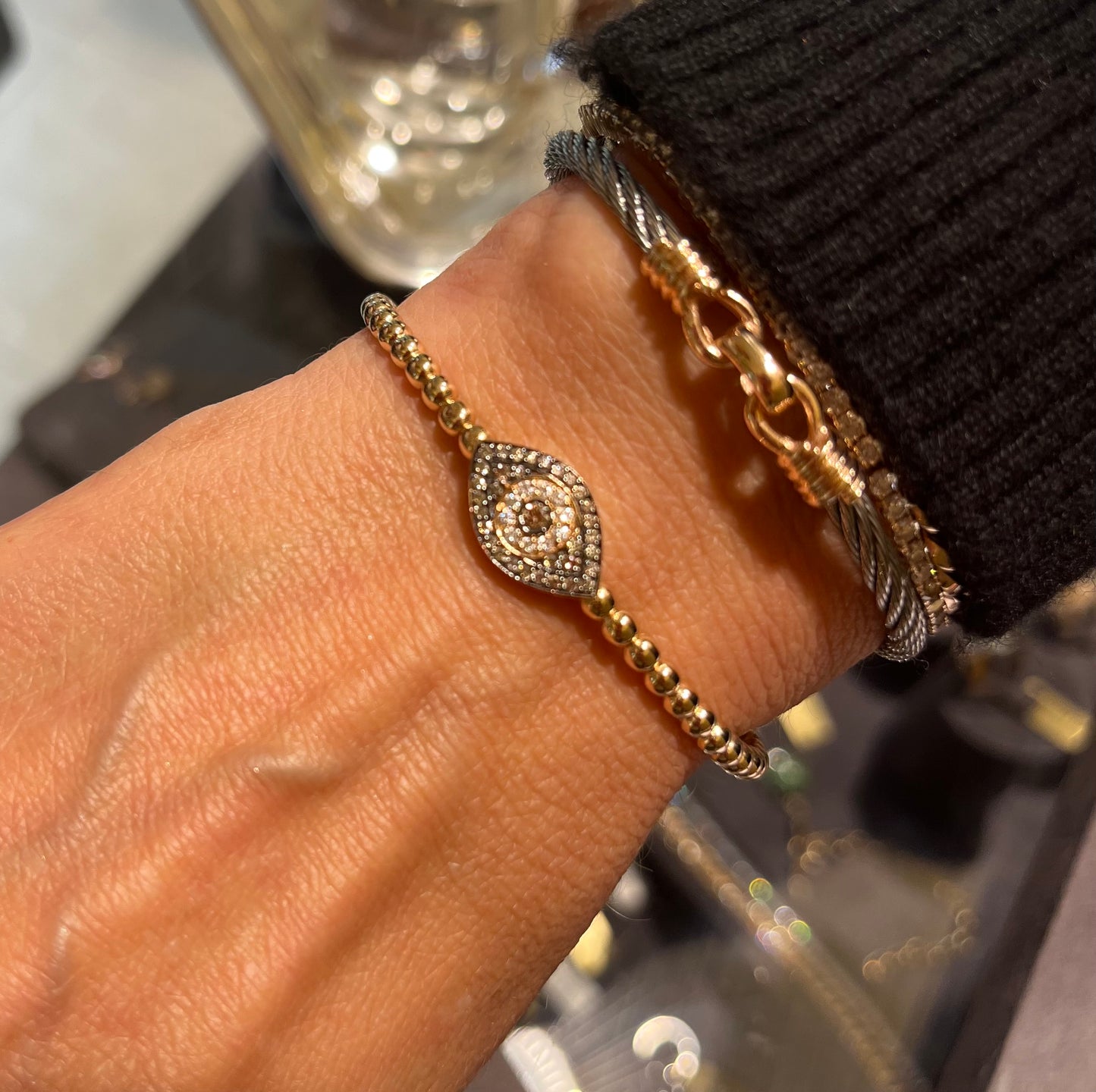 Evil Eye Diamond Bangle Bracelet