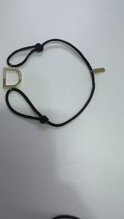 Diamond Initial Cord Bracelet