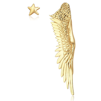 Angel Wing And Star Stud Earrings