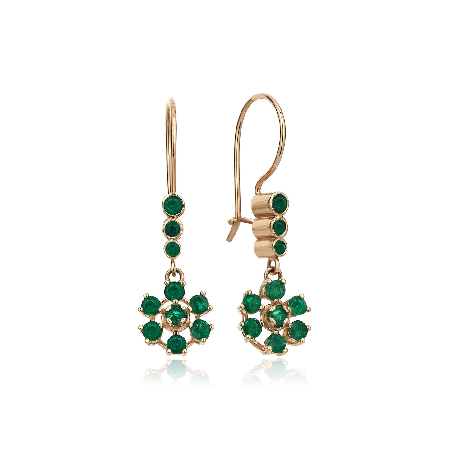 Emerald Flower Drop Earrings