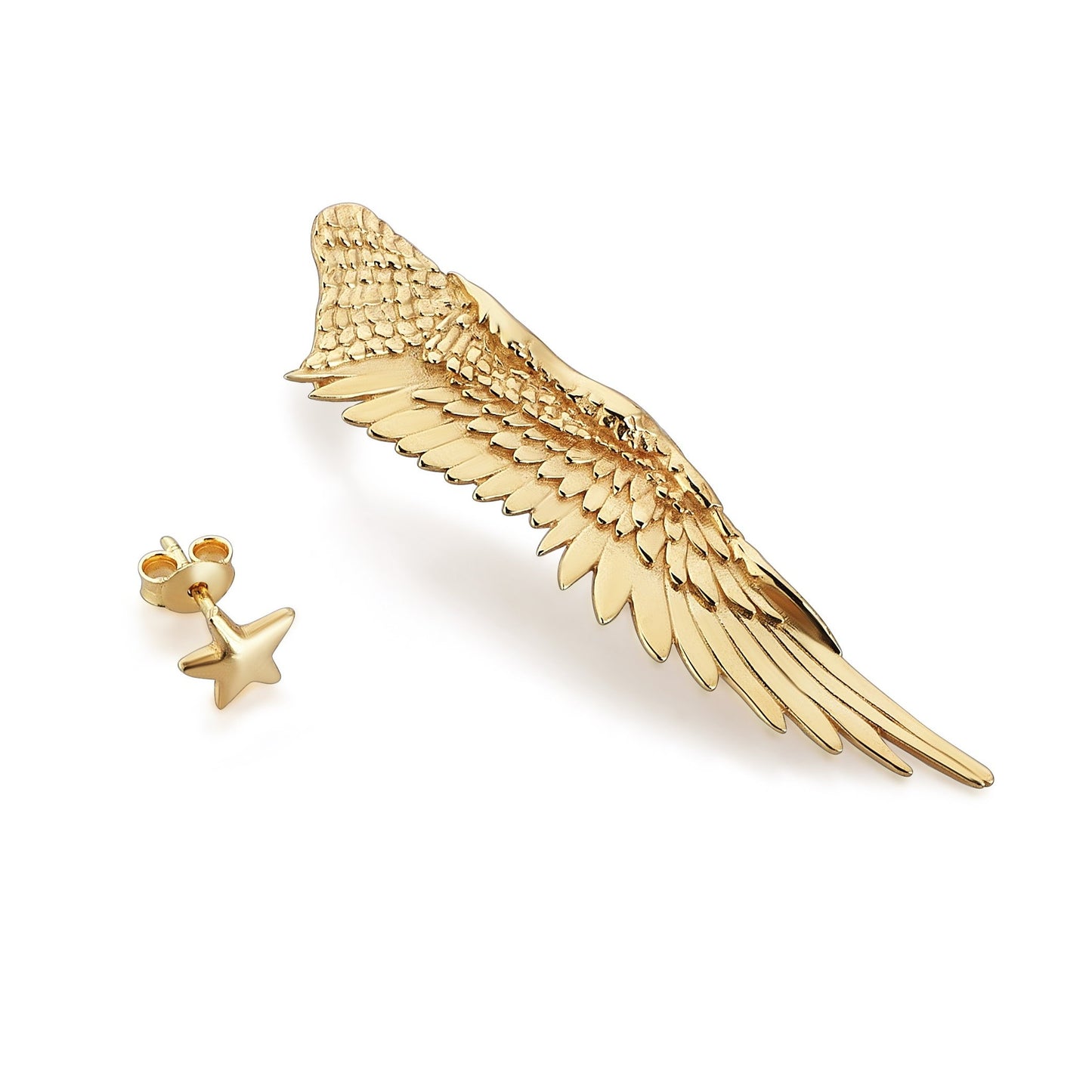 Angel Wing And Star Stud Earrings