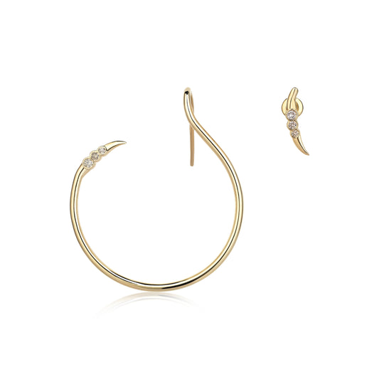 Claw Hoop And Stud Earrings With Cognac Diamonds