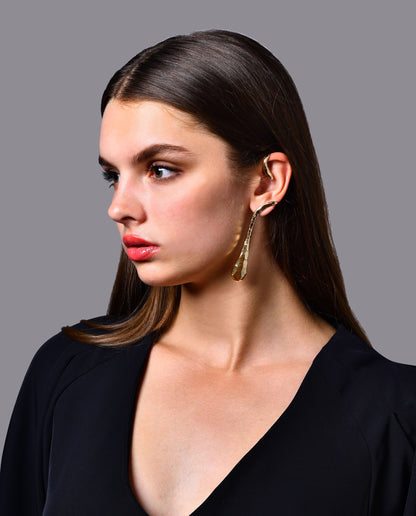 Snake Single Ear Earring With Forward Helix Ear Cuff