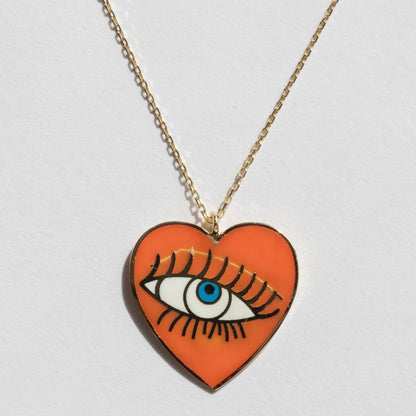 Eye Inside Heart Pendant Necklace