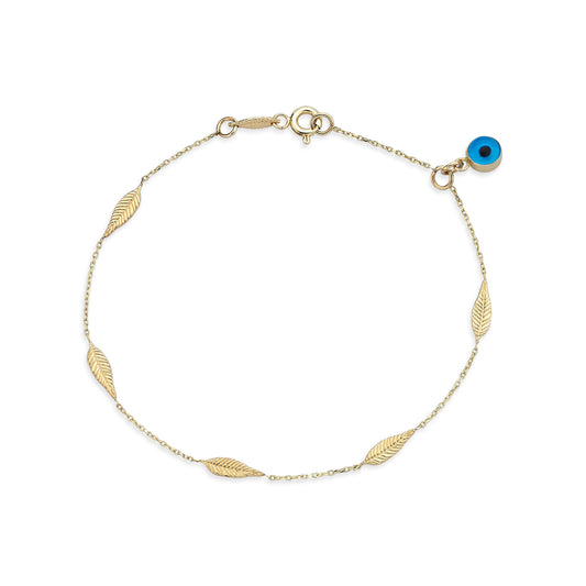 Leaves Bracelet With Evil Eye