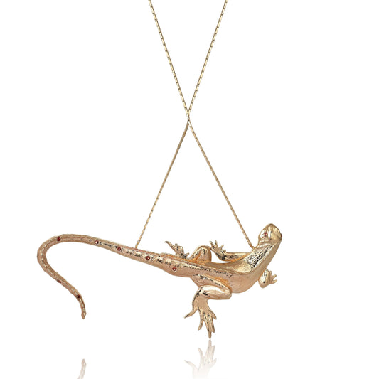 Lizard Necklace with Garnet Diamonds